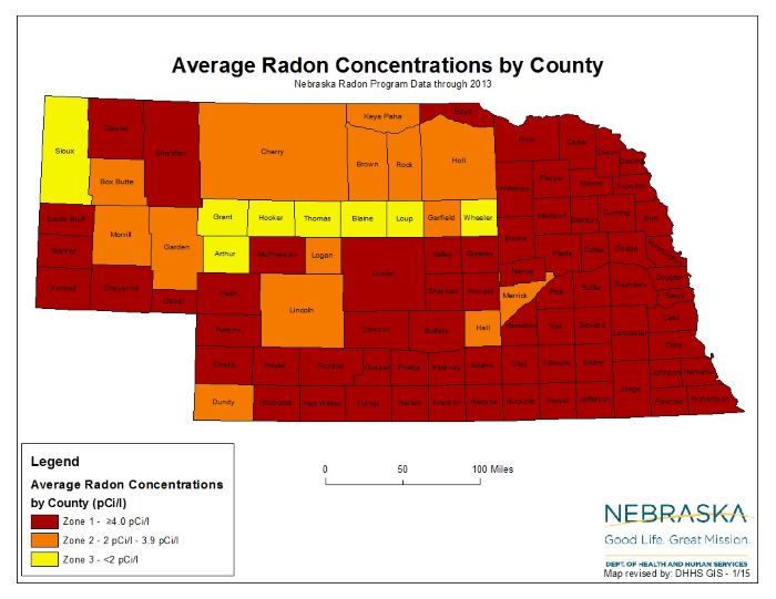 Nebraska Radon Zone Map